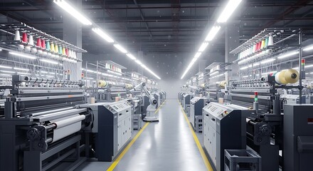 Fototapeta premium Modern Industrial Factory Interior with Machinery.