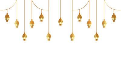 Hanging Gold Lanterns.lantern ramadan kareem background.Symbols of Ramadan Mubarak eps 10