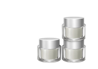 Jars of skin cream and cosmetics PNG transparent.