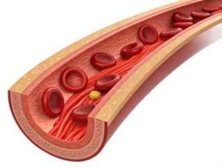Artery Cross Section with Blood Cells, Medical 3D Illustration
