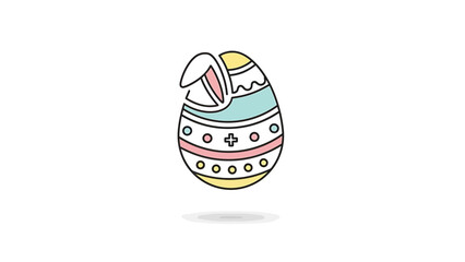 Whimsical Pastel Easter Egg with Bunny Ears Icon for Spring Holiday Celebrations and Festive Designs