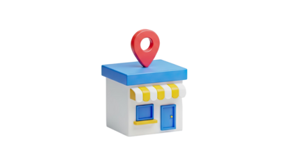 3D Store Location Pin Icon on transparent background