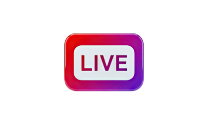 3D Live Stream Icon on transparent background
