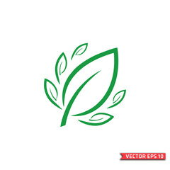 Green Leaf with Growing Foliage Logo for Eco-Friendly Growth Concept