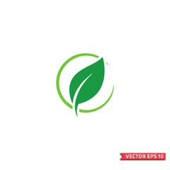 Green Leaf and Circular Eco Symbol for Sustainability Concept