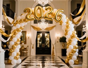 Elegant Balloon Arch Decoration for New Year Celebration
