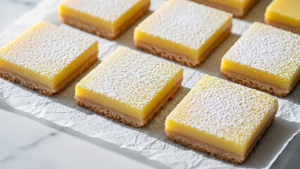 Delicious Lemon Bars with Powdered Sugar on Top.