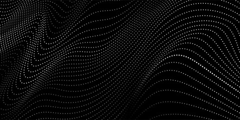 Dot white black wave technology texture background. Abstract big data digital concept. 3d rendering.