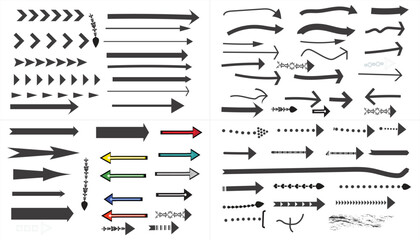 Various arrows designs isolated on white background
