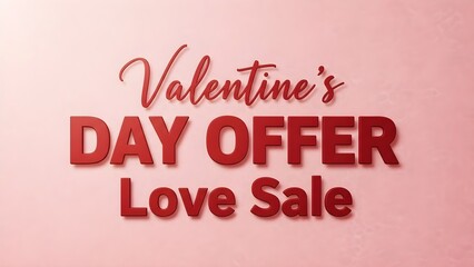 Romantic Valentine's Day sale banner with elegant typography and soft pink textured background.