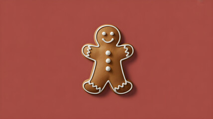 merry christmas gingerbread cookies isolated on red background