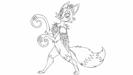 Fototapeta premium Cartoon Fox Character Standing Playfully.