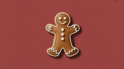 merry christmas gingerbread cookies isolated on red background