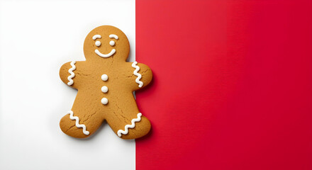 merry christmas gingerbread cookies isolated on red background
