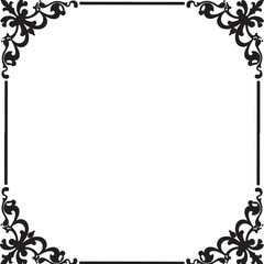 Black ornate floral corner frame design border decorative