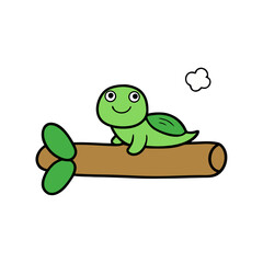 green funny turtle cartoon with a smile
