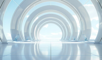 Fototapeta premium Futuristic White Archway Corridor