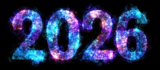 Fiery 2026 Numbers Glowing with Cosmic Energy.