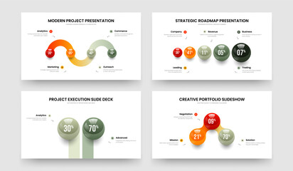 Business Insight 4 5 2 3 Element Graph Frame Layout Collection. Enterprise Innovation Four Five Two Three Step Diagram Slide Template Vector Illustration Bundle.