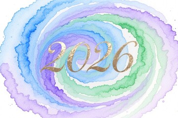 Beautiful Watercolor Swirl Background for Year 2026