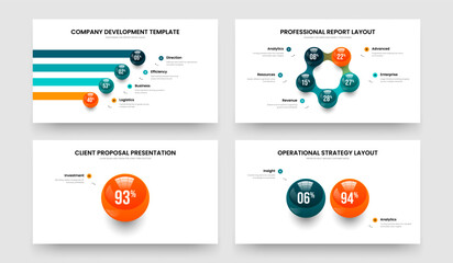 Service Analysis 4 5 1 2 Option Infographic Slideshow Template Bundle. Sales Strategy Four Five One Two Element Diagram Frame Layout Vector Illustration Set.