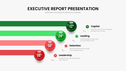 Advertising Performance 4 Element Graph Presentation Template. Marketing Growth Frame Layout Vector Illustration. Business Plan Four Option Chart Slideshow Design.