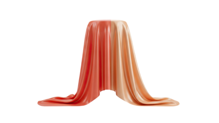 3D Two Tone Fabric Draped Over Pedestal on transparent background