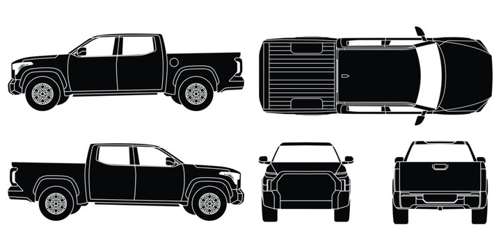 Silhouette car pickup vector isolated on white background