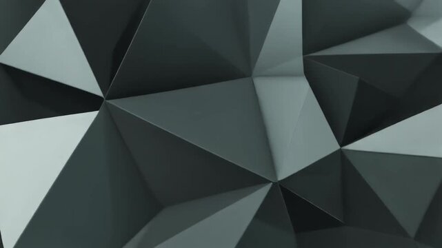Abstract grayscale image of angular, folded paper-like forms radiating from multiple points