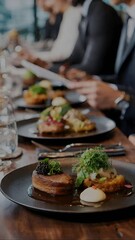 waiter serving food in restaurant