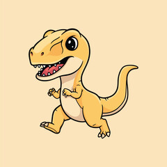 Cute Baby T Rex Dinosaur Cartoon Illustration, Kawaii Dino Character for Kids and Nursery Design © fitradp