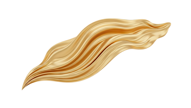 3D Golden liquid flowing abstract shape on transparent background - Powered by Adobe