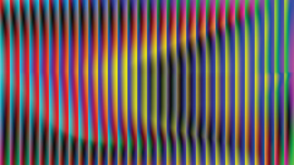 Iridescent ribbed glass abstract background featuring vertical lines and vibrant multicolor gradient distortion, vector illustration