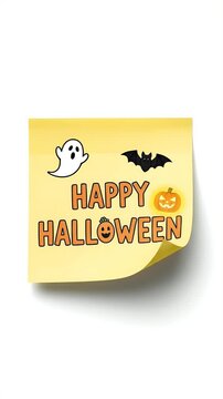 Happy Halloween Ghost Pumpkin Bat Motion Graphic Post-it Note Animation