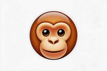 Friendly monkey face with a warm smile on white background