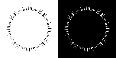 Fototapeta premium Dynamic abstract spiral sound wave rhythm lines. Circular spiral sound wave rhythm of lines. Circular futuristic abstract lines, black and white background.