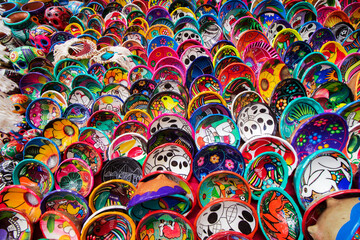 Mexican hand painted colorful plate crafts 2
