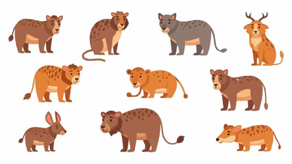 Obraz premium Collection of Various Wild Animals Illustrated.