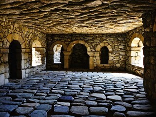 ancient stone wall in the city