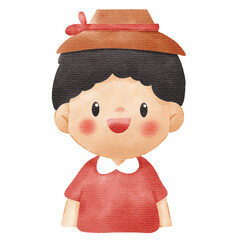 Watercolor Illustration of Cute Smiling Little Boy