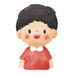 Watercolor Illustration of Cute Smiling Little Boy