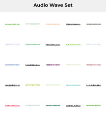 A collection of colorful audio waveform patterns on a white background for music and sound design
