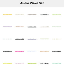 A collection of colorful audio waveform patterns on a white background for music and sound design