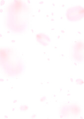 淡くぼやけた幻想的なピンクの花びらの縦向きイラスト