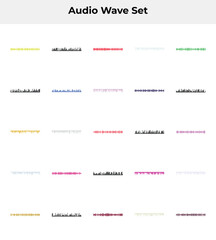 A collection of colorful audio waveform patterns in various vibrant hues and styles