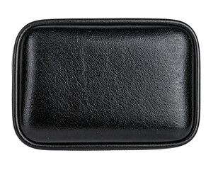 Black leather rectangular tray on transparent background