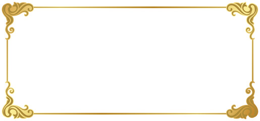 Gold frame, vintage style envelope, classic corner decoration.