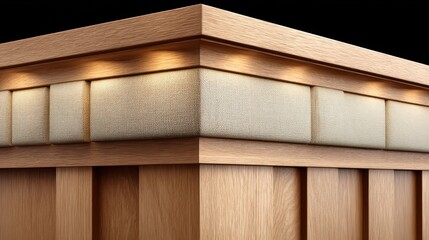 Wooden table illuminated by light simple wooden table with light source positioned on its upper surface creating focused illumination