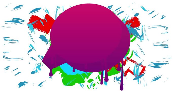 Graffiti speech bubble animation. Abstract modern Messaging sign street art decoration video, Discussion icon performed in urban painting style.
