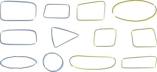 ペンで手描きされたシンプルで可愛い吹き出しのイラスト素材セット